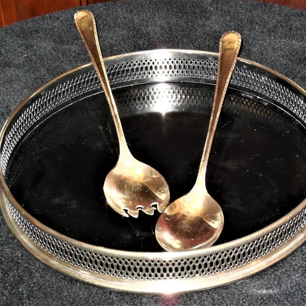 FB Rogers Silverplated Salad Spoon Servers Set of 2